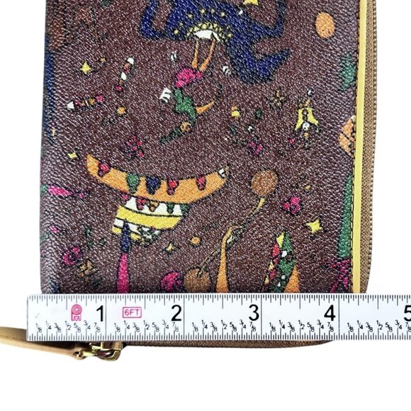 Piero Guidi Magic Circus Wallet Womens Brown Colorful Pattern Zip Around - Picture 6 of 9